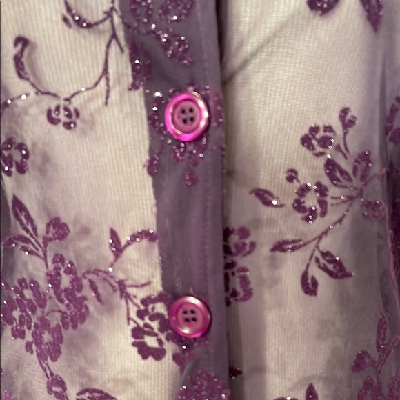 Deep Purple Sheer Lace V-Neck Long Blouse - Picture 4 of 15